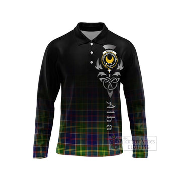Arnott Tartan Long Sleeve Polo Shirt Featuring Alba Gu Brath Family Crest Celtic Inspired Unisex - Tartan Vibes Clothing