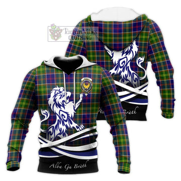 Arnott Tartan Knitted Hoodie with Alba Gu Brath Regal Lion Emblem