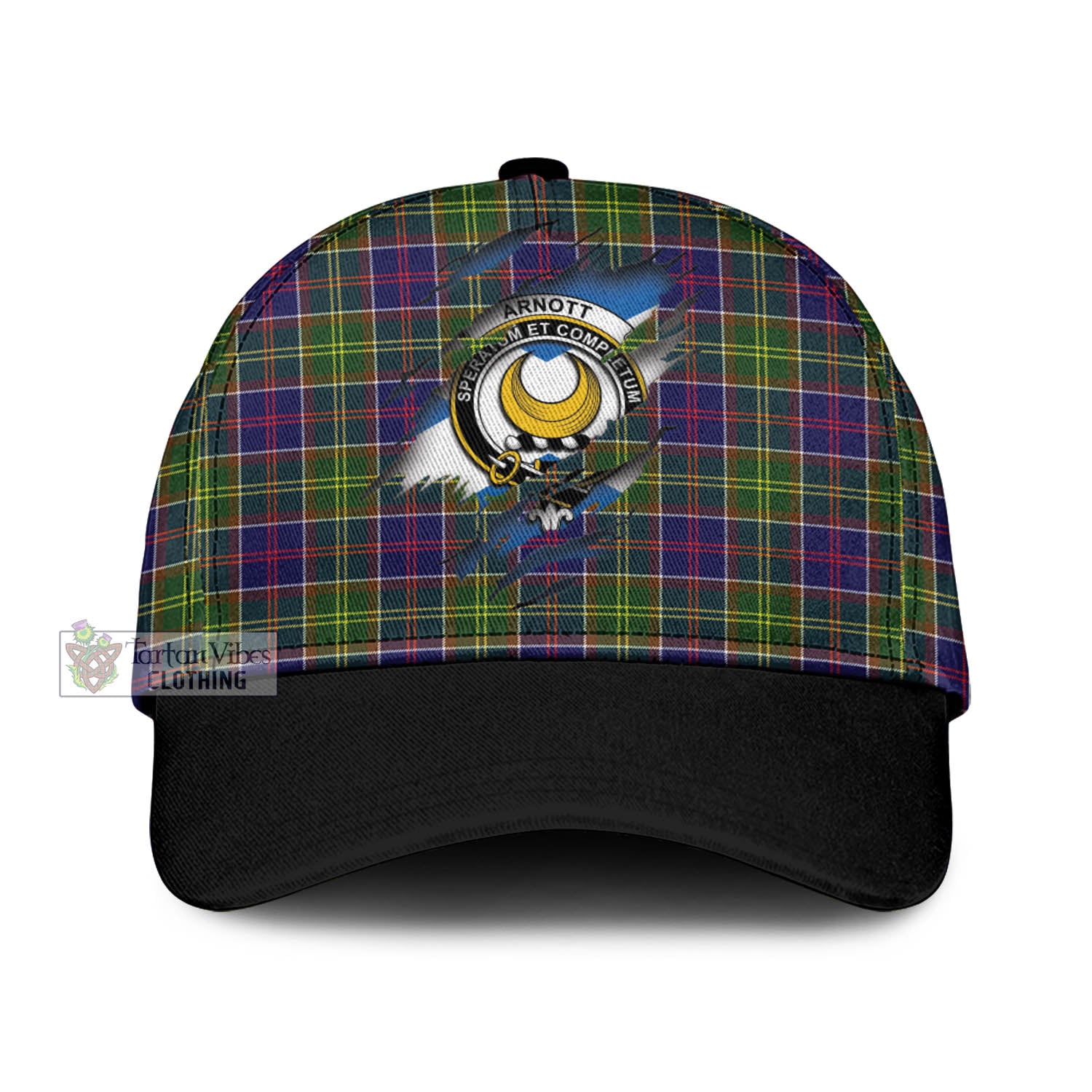 Tartan Vibes Clothing Arnott Tartan Classic Cap with Family Crest In Me Style