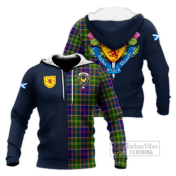 Arnott Tartan Knitted Hoodie Alba with Scottish Lion Royal Arm Half Style