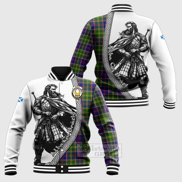 Arnott Tartan Clan Crest Baseball Jacket with Highlander Warrior Celtic Style Unisex - Tartan Vibes Clothing