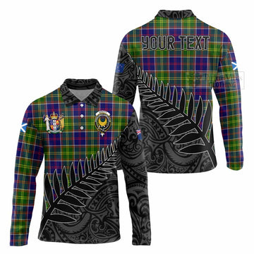 Arnott Crest Tartan Long Sleeve Polo Shirt with New Zealand Silver Fern Half Style Unisex - Tartan Vibes Clothing