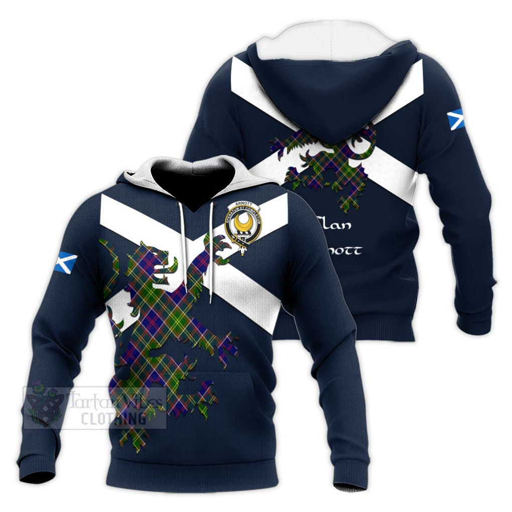 Tartan Vibes Clothing Arnott Tartan Lion Rampant Knitted Hoodie – Proudly Display Your Heritage with Alba Gu Brath and Clan Name