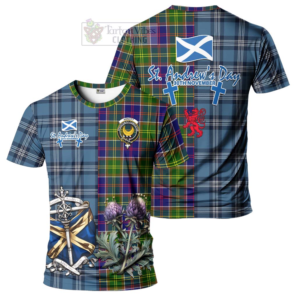 Tartan Vibes Clothing Arnott Tartan T-Shirt Happy St. Andrew's Day Half Tartan Style