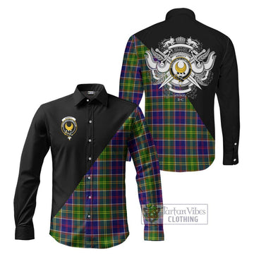 Arnott Tartan Long Sleeve Button Shirt with Family Crest and Military Logo Style Men's Shirt S - Tartan Vibes Clothing