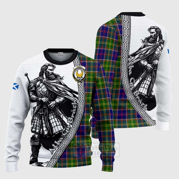 Arnott Tartan Clan Crest Knitted Sweater with Highlander Warrior Celtic Style Unisex - Tartan Vibes Clothing