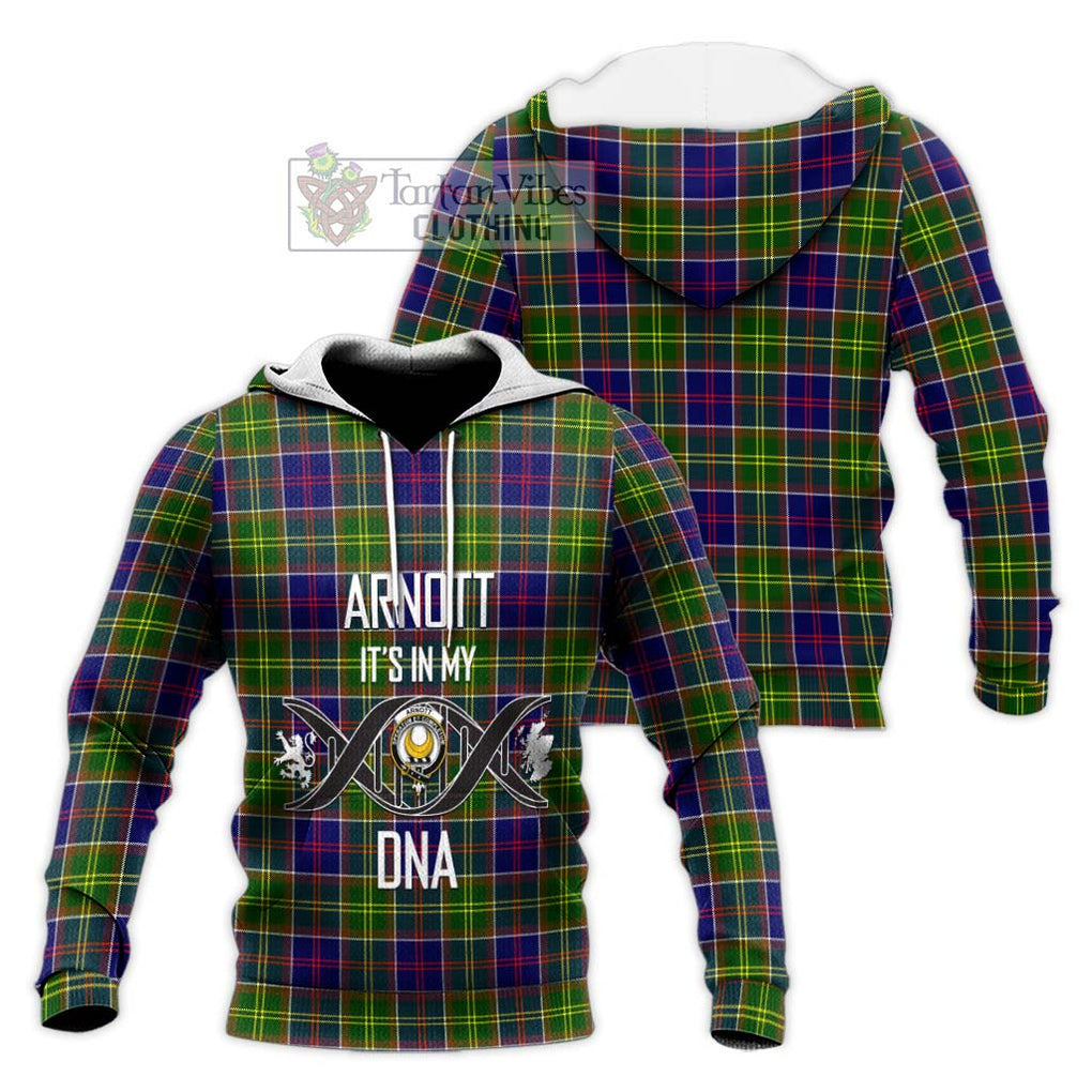 Arnott Tartan Knitted Hoodie with Family Crest DNA In Me Style Unisex Knitted Pullover Hoodie - Tartanvibesclothing Shop