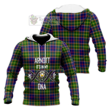 Arnott Tartan Knitted Hoodie with Family Crest DNA In Me Style