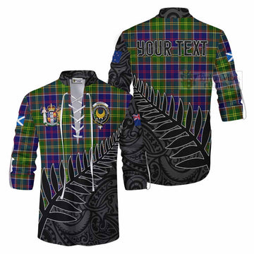 Arnott Crest Tartan Ghillie Kilt Shirt with New Zealand Silver Fern Half Style Men - Tartan Vibes Clothing
