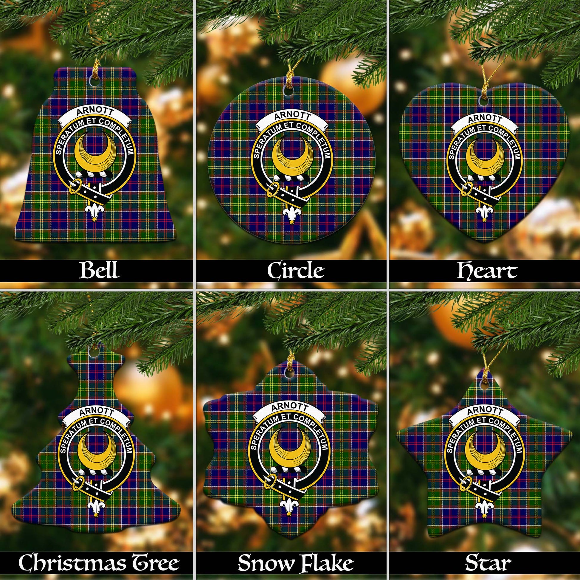 Arnott Tartan Christmas Ornaments with Family Crest Ceramic Bell Pack 1: ornament * 1 piece - Tartanvibesclothing