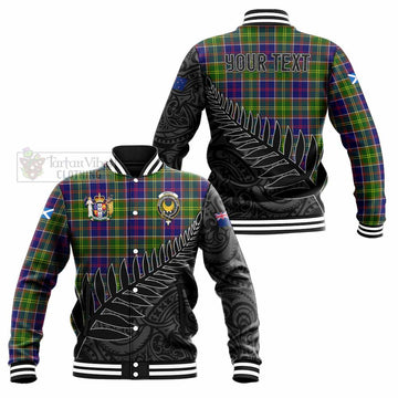 Arnott Crest Tartan Baseball Jacket with New Zealand Silver Fern Half Style Unisex - Tartan Vibes Clothing
