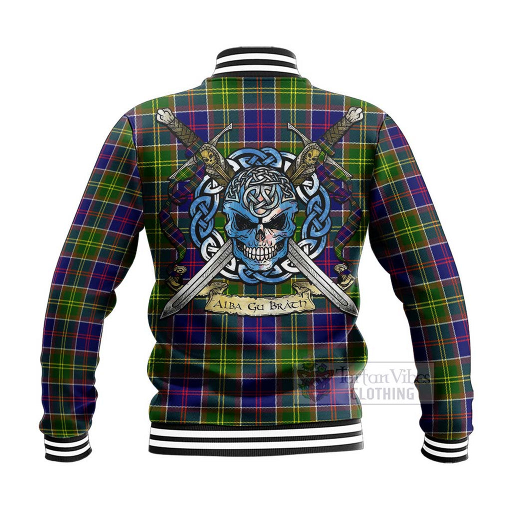Arnott Tartan Baseball Jacket with Family Crest Celtic Skull Style - Tartan Vibes Clothing