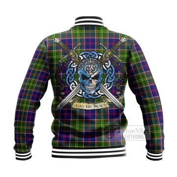 Arnott Tartan Baseball Jacket with Family Crest Celtic Skull Style - Tartan Vibes Clothing