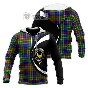 Arnott Tartan Knitted Hoodie with Family Crest Circle Style