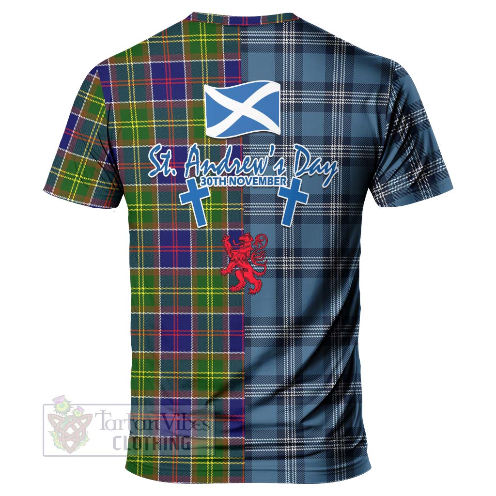 Tartan Vibes Clothing Arnott Tartan T-Shirt Happy St. Andrew's Day Half Tartan Style