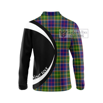 Arnott Tartan Long Sleeve Polo Shirt with Family Crest Circle Style - Tartan Vibes Clothing
