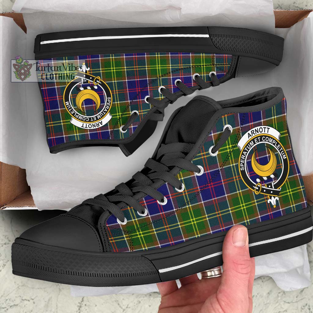 Arnott Tartan High Top Shoes with Family Crest - Tartan Vibes Clothing