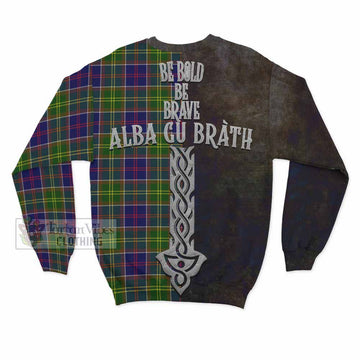 Arnott Tartan Family Crest Sweatshirt Alba Gu Brath Be Brave Lion Ancient Style - Tartan Vibes Clothing