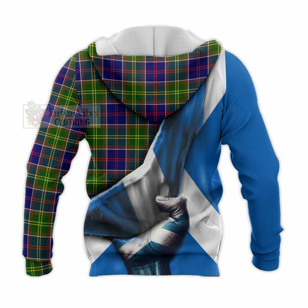 Tartan Vibes Clothing Arnott Tartan Knitted Hoodie with Family Crest Scotland Patriotic Style