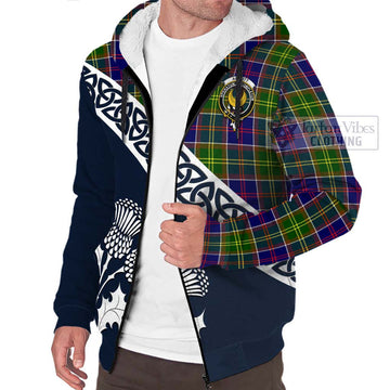 Arnott Tartan Sherpa Hoodie Featuring Thistle and Scotland Map - Tartan Vibes Clothing