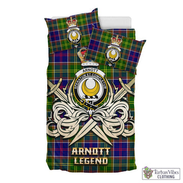 Arnott Tartan Bedding Set with Clan Crest and the Golden Sword of Courageous Legacy - Tartan Vibes Clothing
