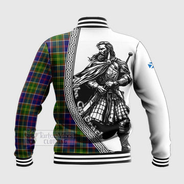 Arnott Tartan Clan Crest Baseball Jacket with Highlander Warrior Celtic Style - Tartan Vibes Clothing