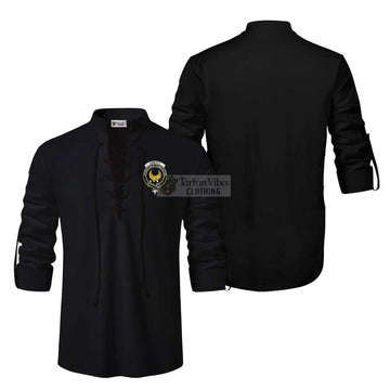 Arnott Clan Crest Ghillie Kilt Shirt Men Black - 2D-tartanvibesclothing