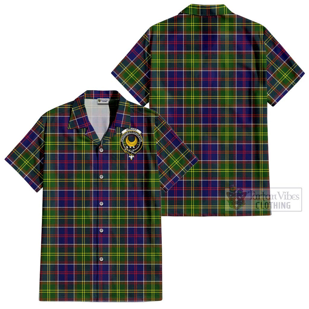 Arnott Tartan Cotton Hawaiian Shirt with Family Crest Kid - Tartan Vibes Clothing