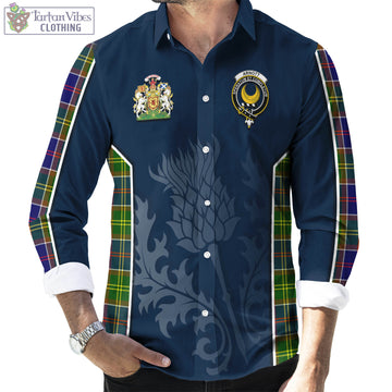 Arnott Tartan Long Sleeve Button Up Shirt with Family Crest and Scottish Thistle Vibes Sport Style