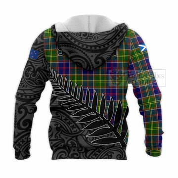 Arnott Crest Tartan Knitted Hoodie with New Zealand Silver Fern Half Style