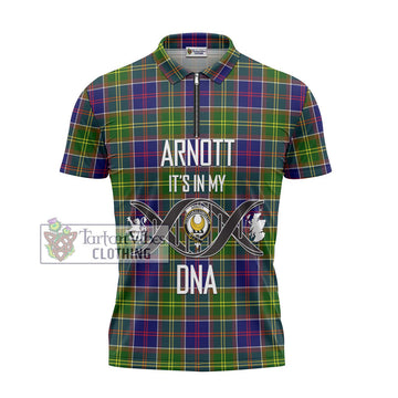 Arnott Tartan Zipper Polo Shirt with Family Crest DNA In Me Style - Tartan Vibes Clothing