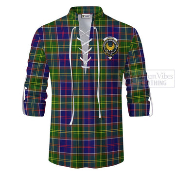 Arnott Tartan Ghillie Kilt Shirt with Family Crest Celtic Skull Style - Tartan Vibes Clothing