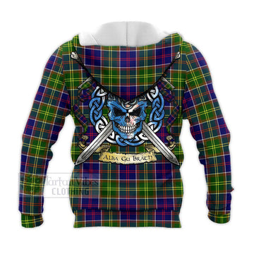 Arnott Tartan Knitted Hoodie with Family Crest Celtic Skull Style