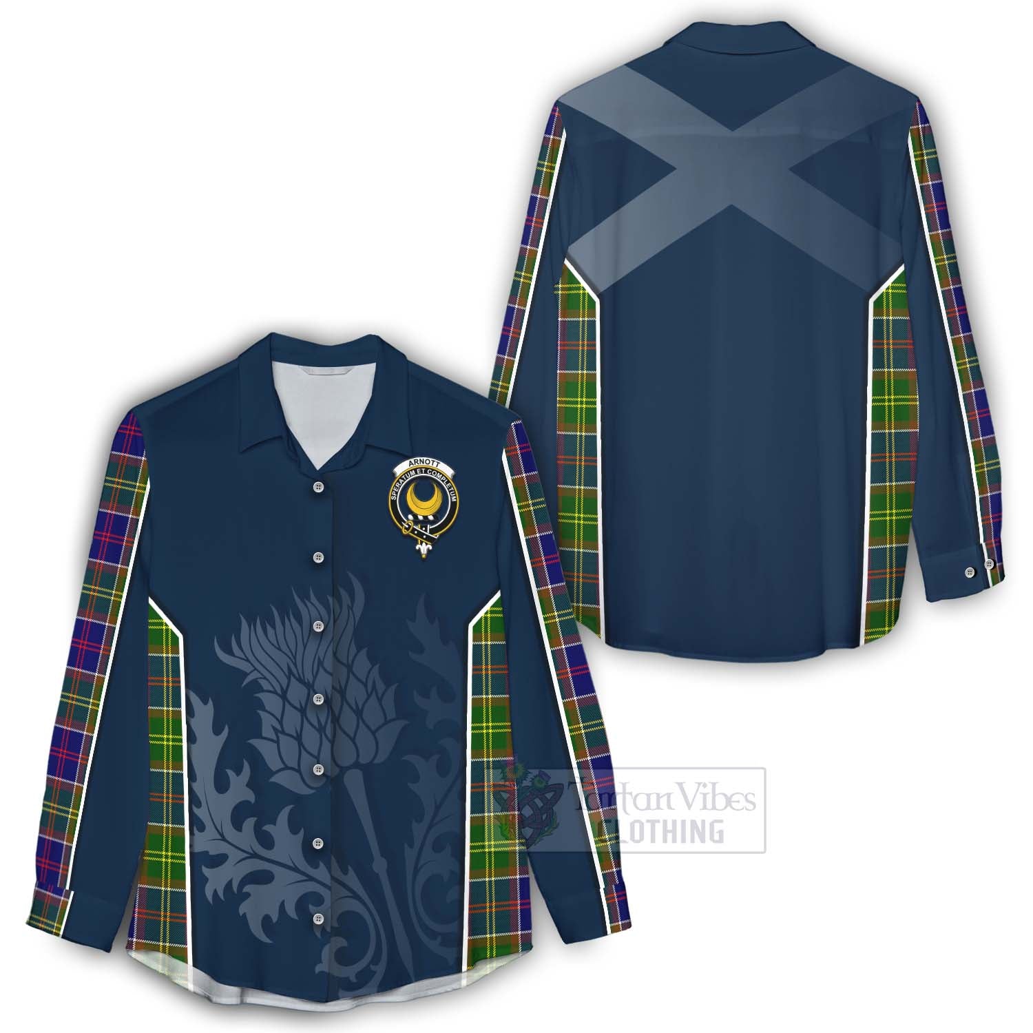 Tartan Vibes Clothing Arnott Tartan Women's Casual Shirt with Family Crest and Scottish Thistle Vibes Sport Style