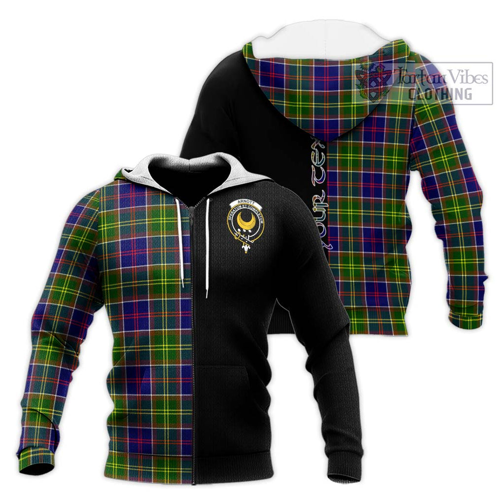 Arnott Tartan Knitted Hoodie with Family Crest and Half Of Me Style Unisex Knitted Zip Hoodie - Tartanvibesclothing Shop