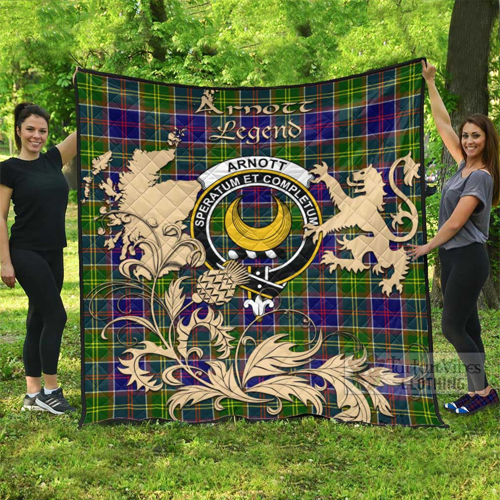 Arnott Tartan Quilt with Family Crest and Scottish Symbol Style - Tartan Vibes Clothing