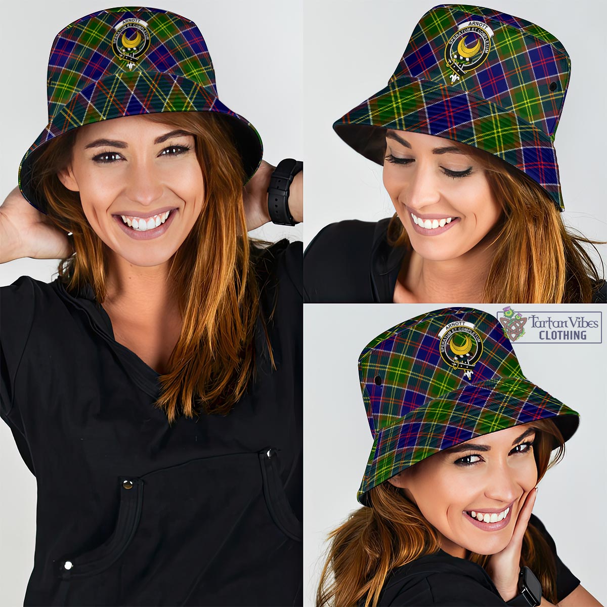 Tartan Vibes Clothing Arnott Tartan Bucket Hat with Family Crest