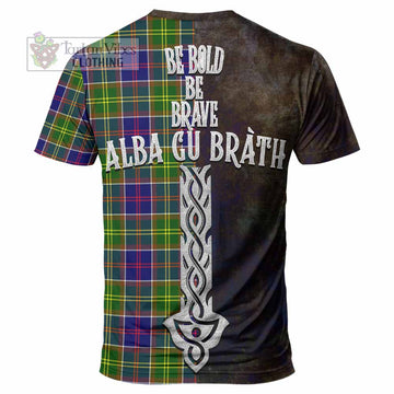 Arnott Tartan Family Crest T-Shirt Alba Gu Brath Be Brave Lion Ancient Style - Tartan Vibes Clothing