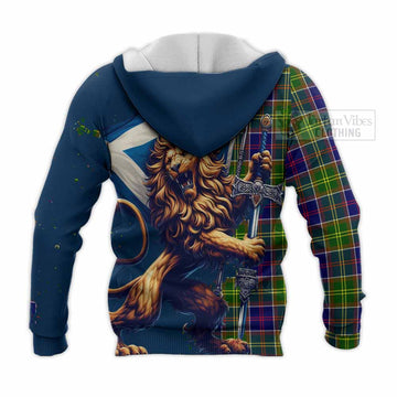 Arnott Tartan Family Crest Knitted Hoodie with Scottish Majestic Lion