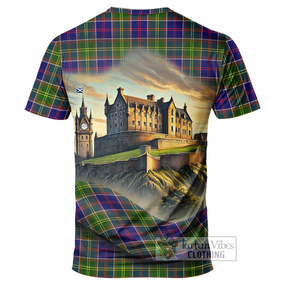 Arnott Tartan Family Crest T-Shirt with Scottish Ancient Castle Style - Tartan Vibes Clothing