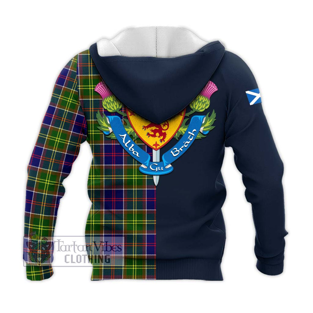 Tartan Vibes Clothing Arnott Tartan Knitted Hoodie with Scottish Lion Royal Arm Half Style