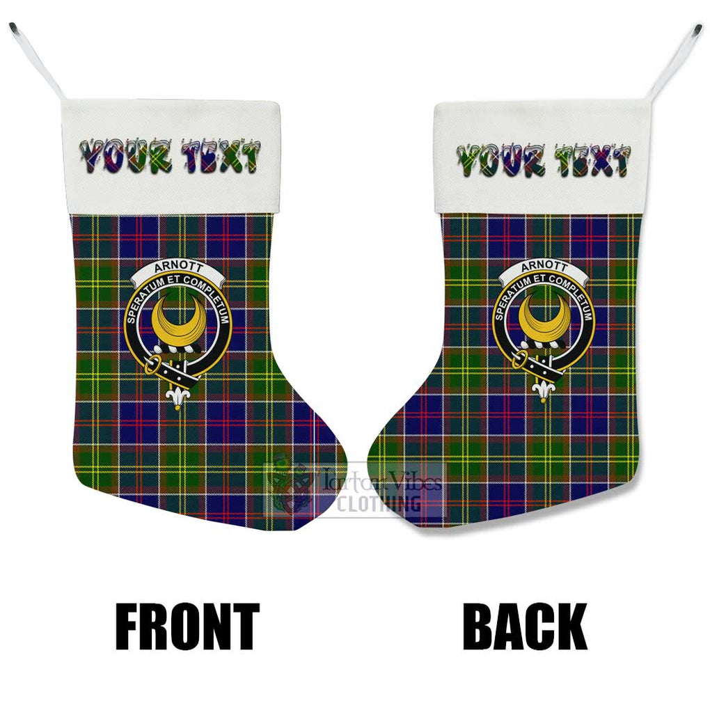 Tartan Vibes Clothing Arnott Tartan Family Crest Christmas Stocking with Personalized Text