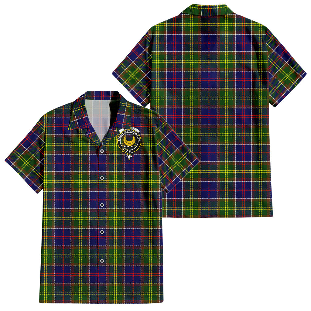 Arnott Tartan Short Sleeve Button Down Shirt with Family Crest - Tartanvibesclothing