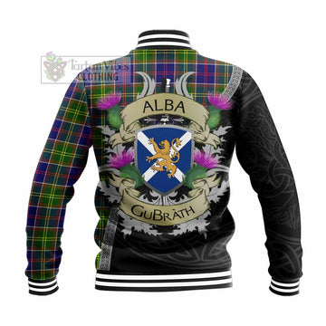 Arnott Tartan Family Crest Baseball Jacket Lion Rampant Royal Thistle Shield Celtic Inspired - Tartan Vibes Clothing