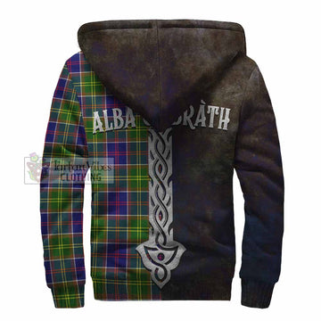 Arnott Tartan Family Crest Sherpa Hoodie Alba Gu Brath Be Brave Lion Ancient Style - Tartan Vibes Clothing