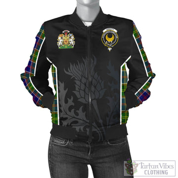 Arnott Tartan Bomber Jacket with Family Crest and Scottish Thistle Vibes Sport Style - Tartan Vibes Clothing