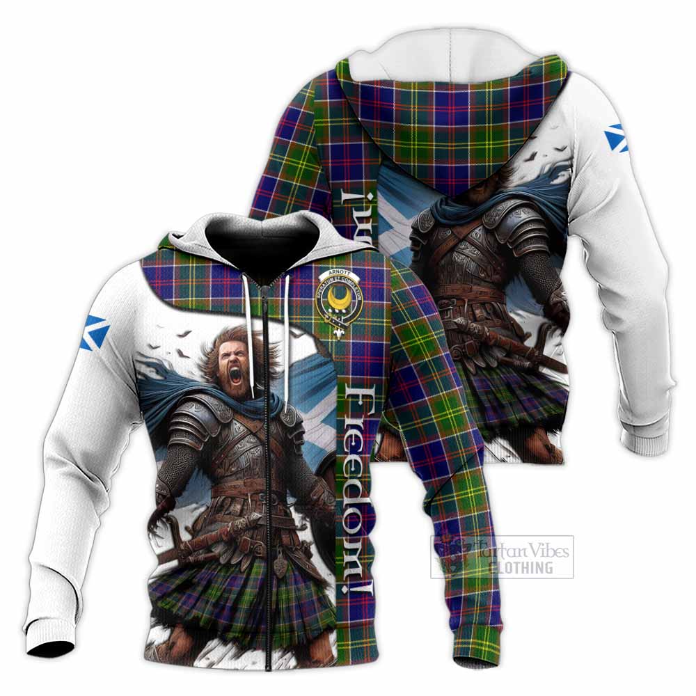 Tartan Vibes Clothing Arnott Crest Tartan Knitted Hoodie Inspired by the Freedom of Scottish Warrior