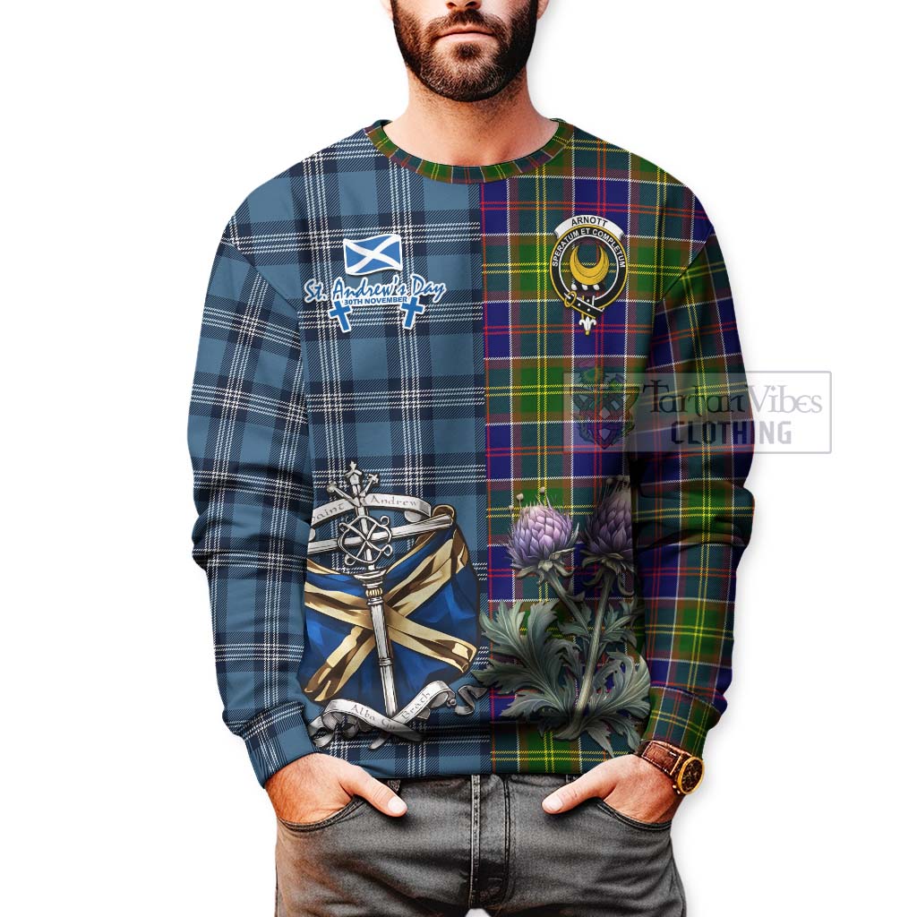 Arnott Tartan Sweatshirt Happy St. Andrew's Day Half Tartan Style - Tartan Vibes Clothing