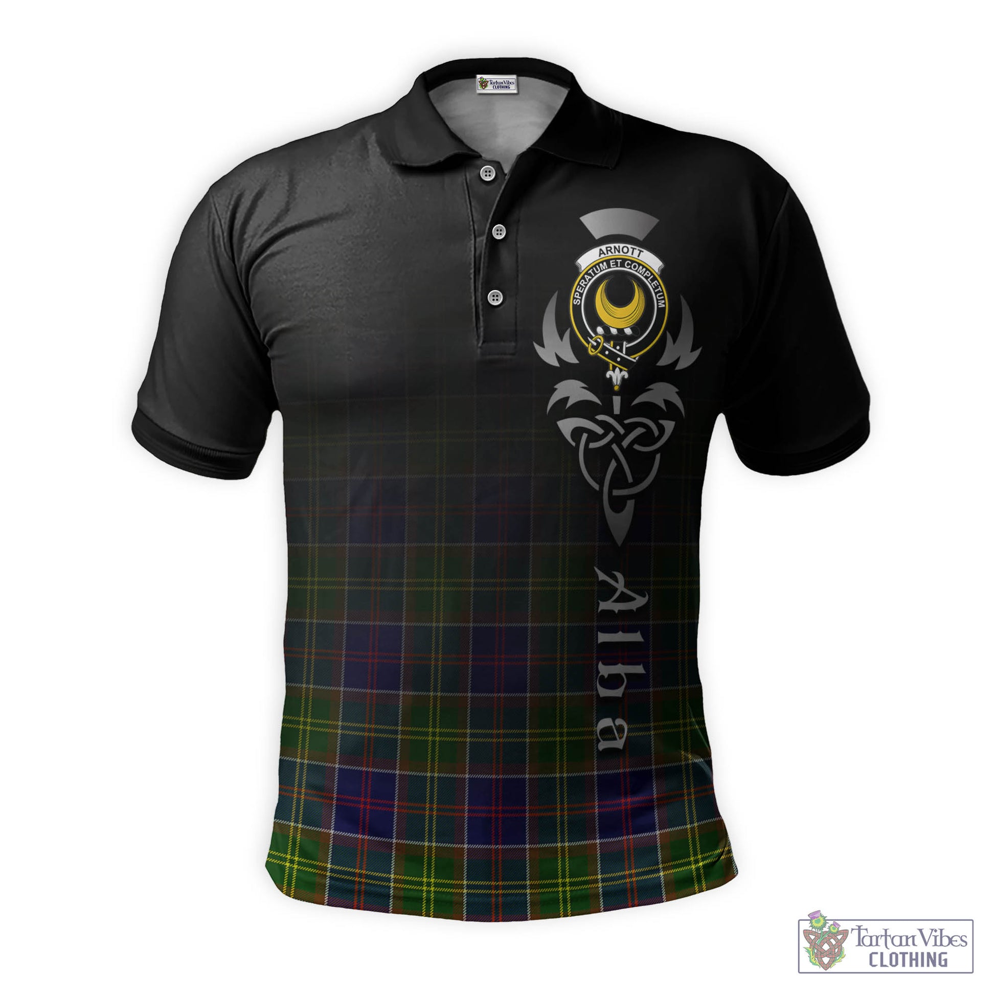 Tartan Vibes Clothing Arnott Tartan Polo Shirt Featuring Alba Gu Brath Family Crest Celtic Inspired