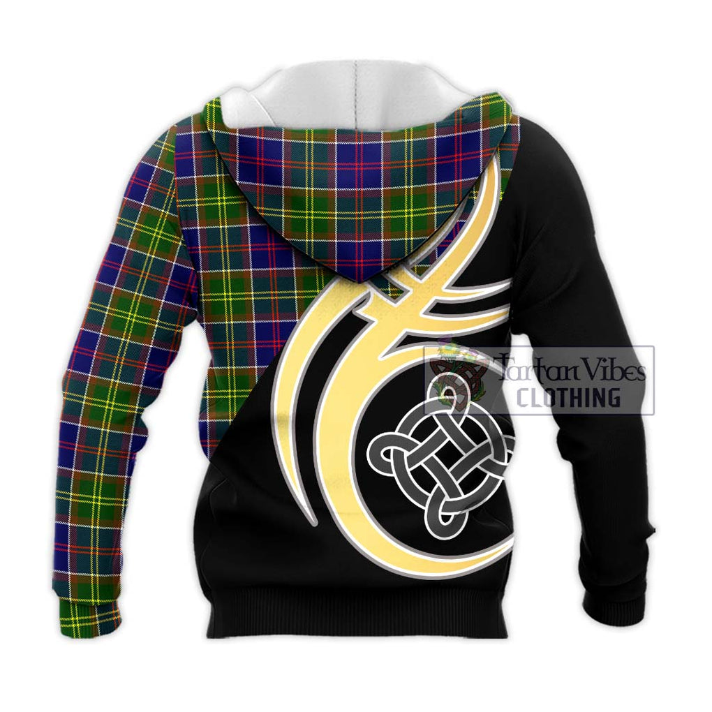 Arnott Tartan Knitted Hoodie with Family Crest and Celtic Symbol Style - Tartan Vibes Clothing